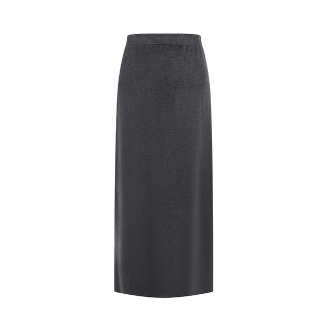 Solid Sweater with Boat Neckline & Batwing Sleeves + High-Waisted Maxi Pencil Skirt