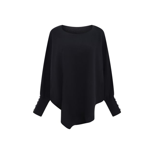 Solid Sweater with Boat Neckline & Batwing Sleeves + High-Waisted Maxi Pencil Skirt