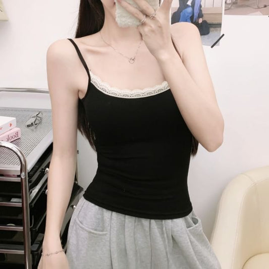 Lace Trim Padded Cami Top