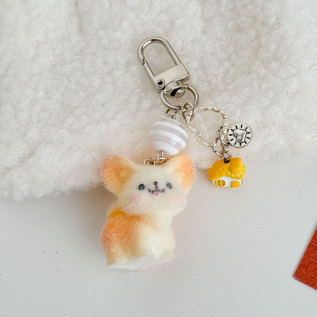 Animal Flocking Phone Charm / Bag Charm Keyring (Various Designs)