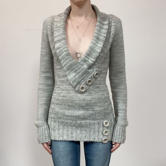 Buttoned V-Neckline Sweater