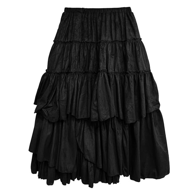 High Rise Asymmetrical Ruched Slit Maxi A-Line Skirt