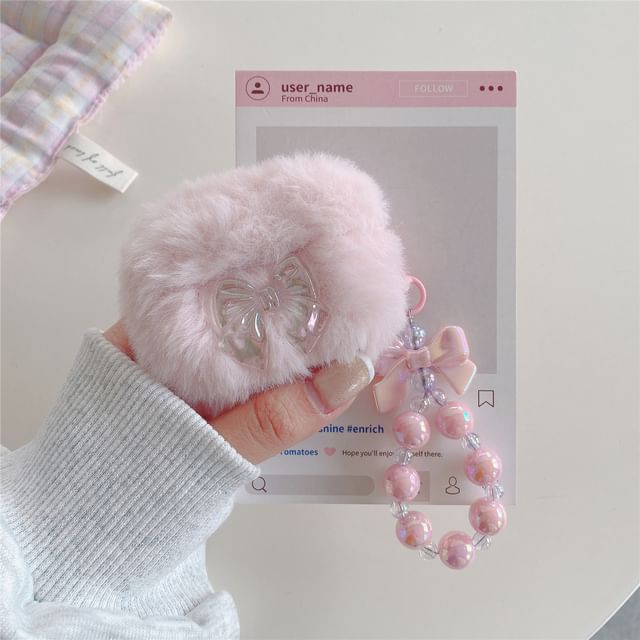 Bow Chenille Apple AirPods / Pro Earphone Case Skin with Strap