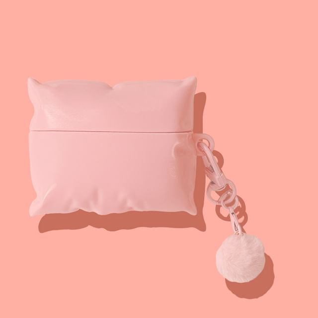 Plain Pillow Apple AirPods / Pro Earphone Case Skin / Pom Pom Charm / Set
