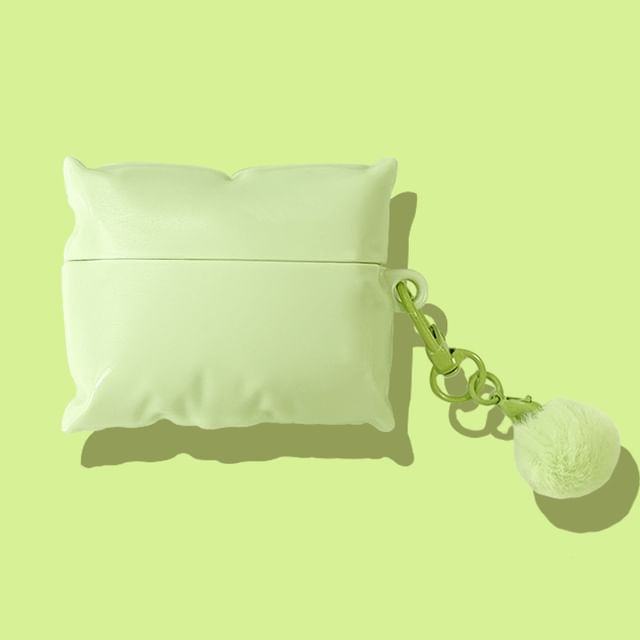 Plain Pillow Apple AirPods / Pro Earphone Case Skin / Pom Pom Charm / Set