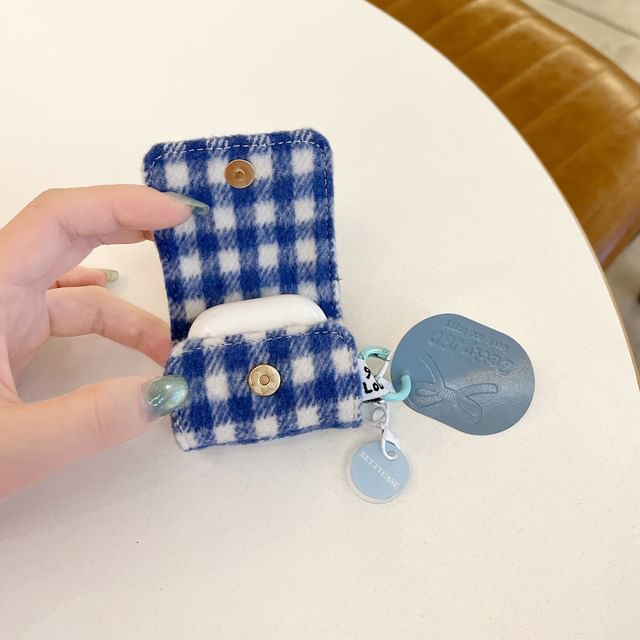 Plaid Fabric Apple AirPods / Pro Earphone Case Skin / Tag Charm / Set