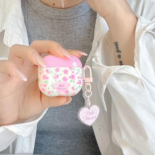 Floral Apple AirPods / Pro Earphone Case Skin with Heart Charm