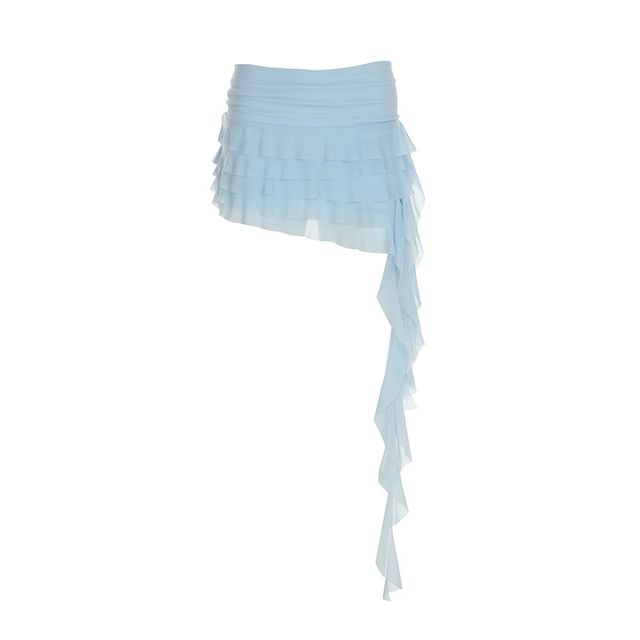 Low-Rise Ruffle Mini Skirt