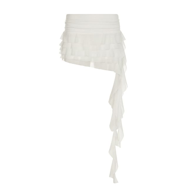 Low-Rise Ruffle Mini Skirt