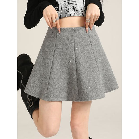 Panel Mini A-Line Skirt, High Waist