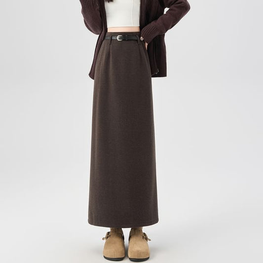 Slit Midi A-Line Skirt, High Rise, Plain