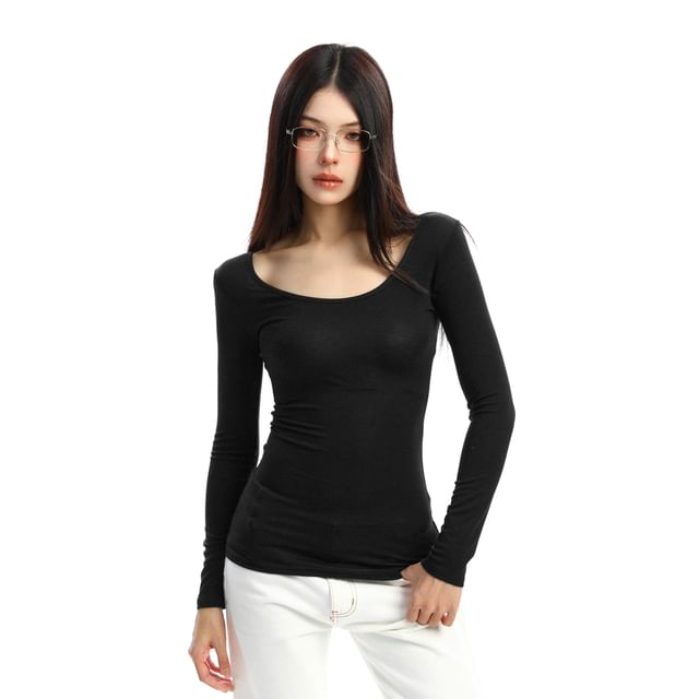 Scoop Neck Lace Insert Slim Fit Jersey Top