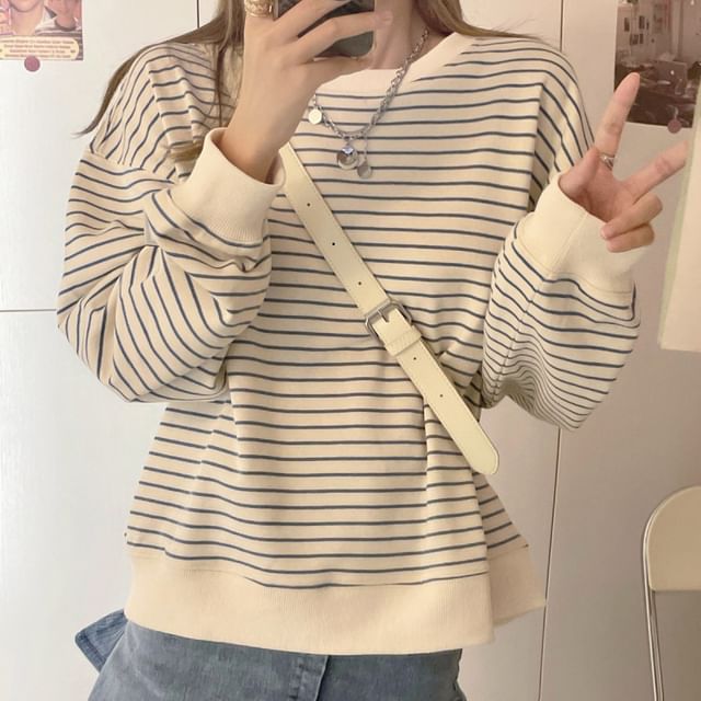 Striped Crew Neck Sweatshirt