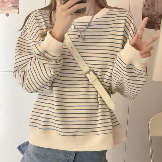 Striped Crew Neck Sweatshirt