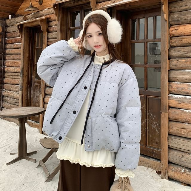 Frill Trim Tee and Puffer Jacket Set