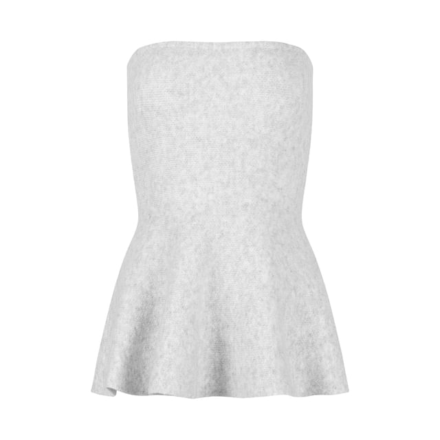 Round Neck Solid Cardigan with Crop Hem / Strapless Flowy Top