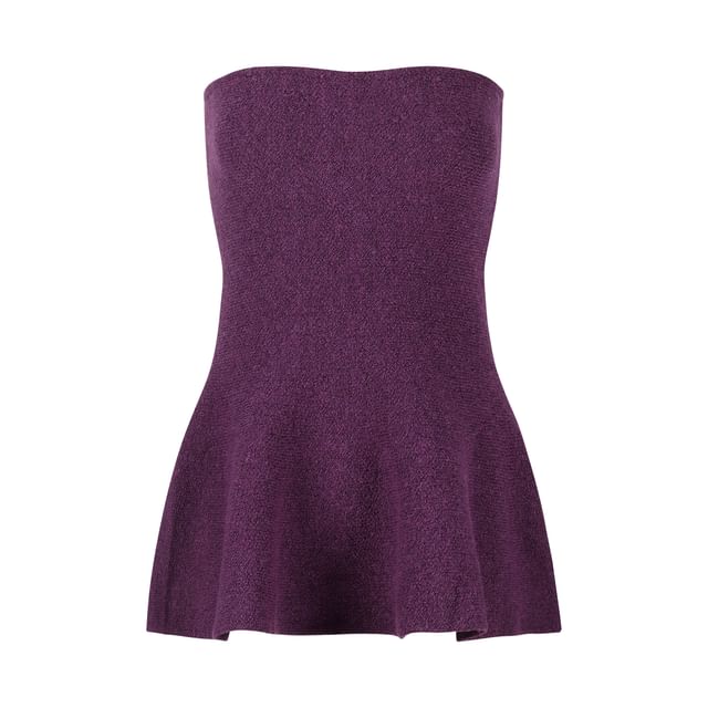 Round Neck Solid Cardigan with Crop Hem / Strapless Flowy Top