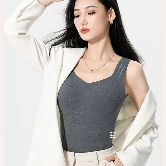 Solid Padded Sleeveless Fitted Tank