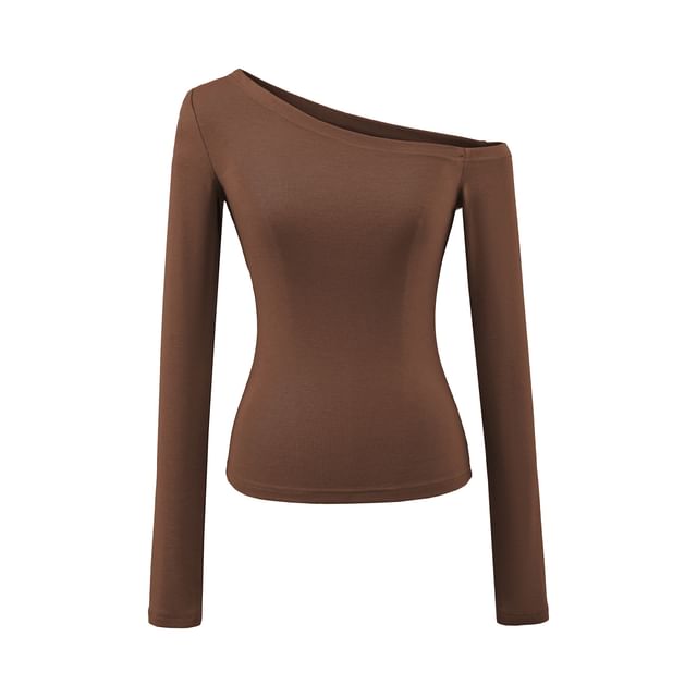 One-Shoulder Long Sleeve Minimalist Tee