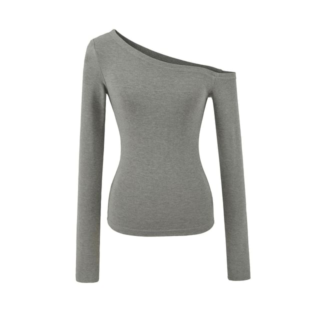 One-Shoulder Long Sleeve Minimalist Tee