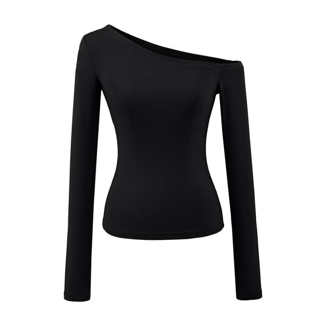 One-Shoulder Long Sleeve Minimalist Tee