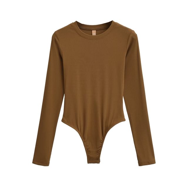 Round Neck Long Sleeve Bodysuit Blouse