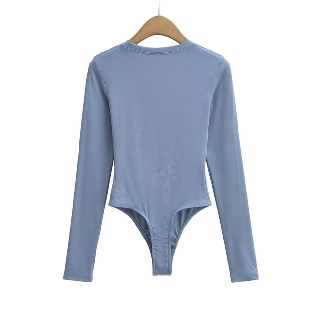 Round Neck Long Sleeve Bodysuit Blouse