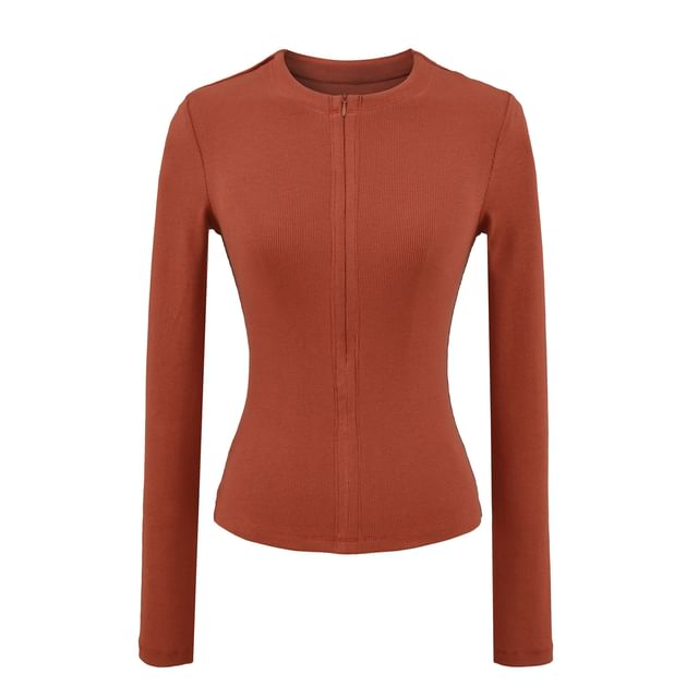 Zippered Slim Fit Long Sleeve Jersey Tee