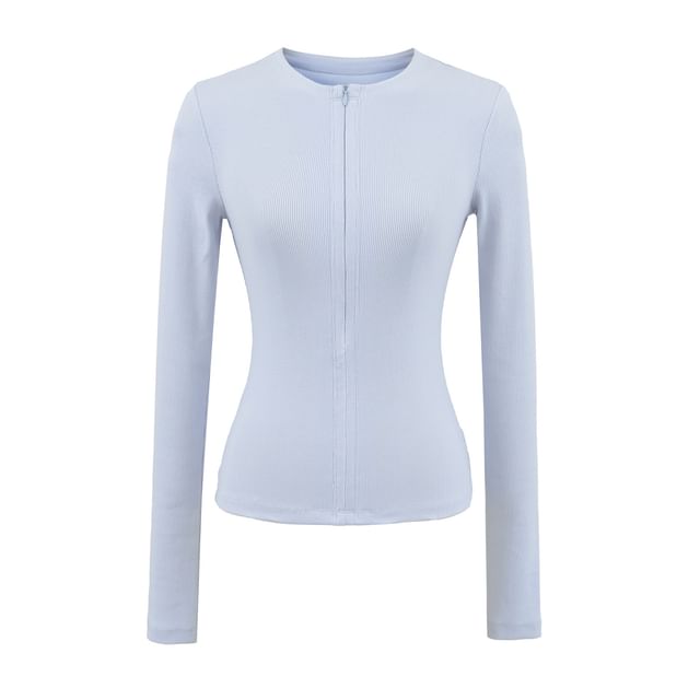 Zippered Slim Fit Long Sleeve Jersey Tee
