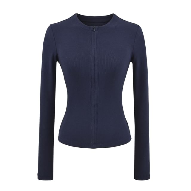 Zippered Slim Fit Long Sleeve Jersey Tee
