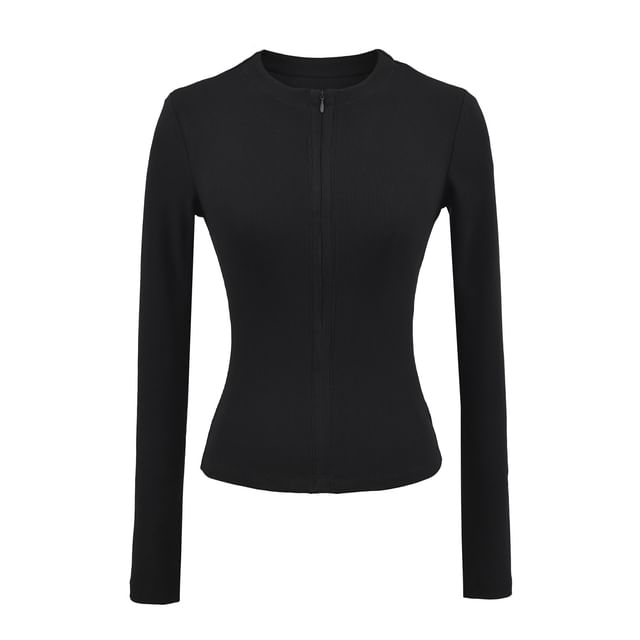 Zippered Slim Fit Long Sleeve Jersey Tee