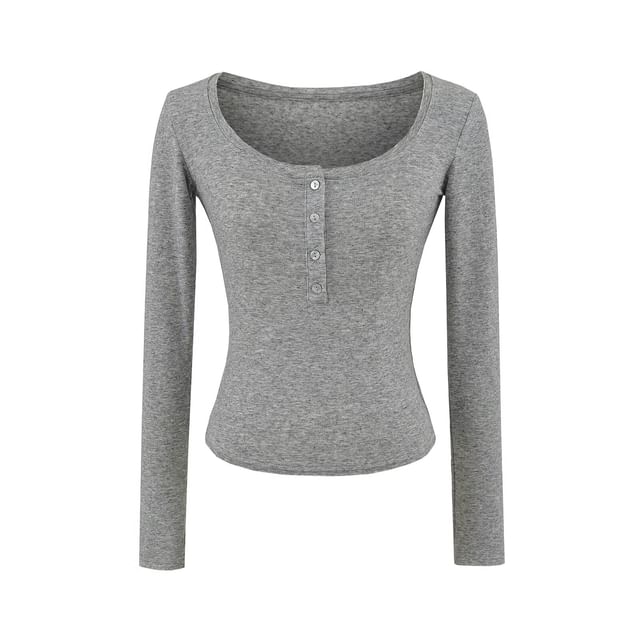 Classic Long Sleeve Henley Tee Shirt