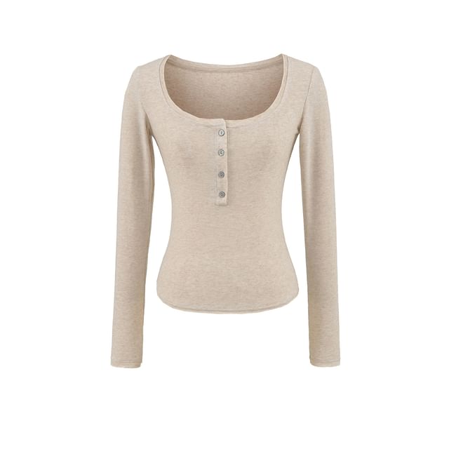 Classic Long Sleeve Henley Tee Shirt