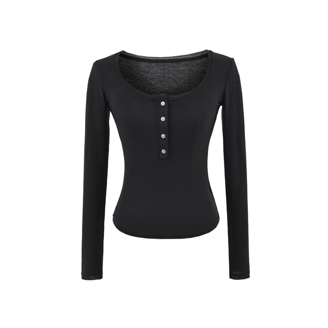 Classic Long Sleeve Henley Tee Shirt