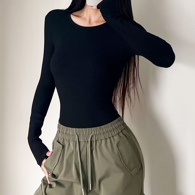 Crew Neck Long Sleeve Bodysuit Top