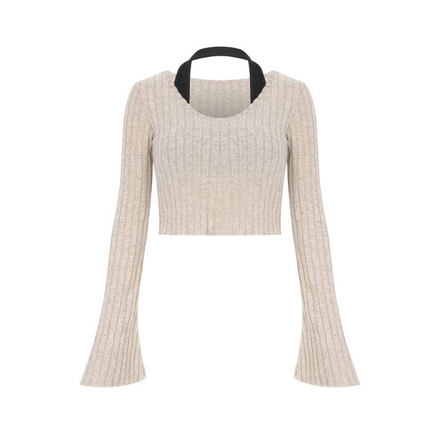 Mock Two-Piece Halter Padded Crop Top