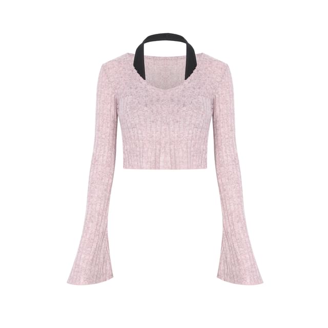 Mock Two-Piece Halter Padded Crop Top