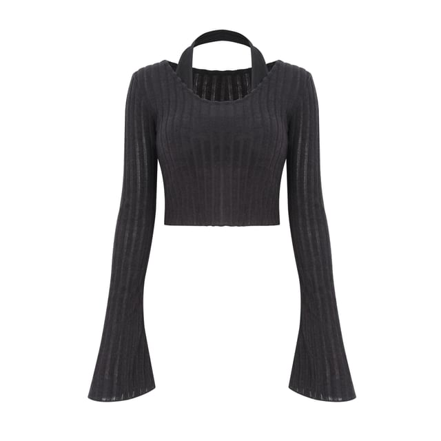 Mock Two-Piece Halter Padded Crop Top
