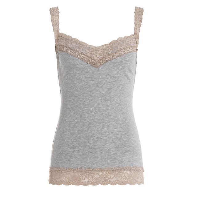 Slim-Fit Lace Panel V-Neck Camisole