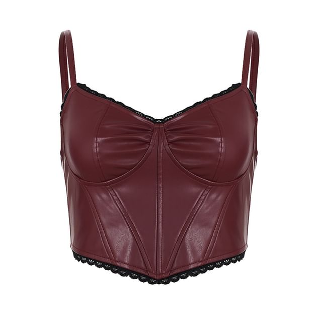 Asymmetrical Cropped Camisole with Lace Trim