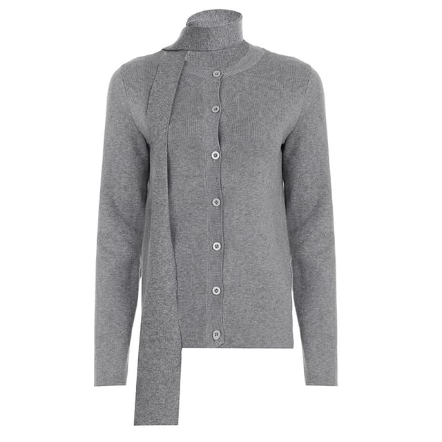 Crew Neck Plain Cardigan