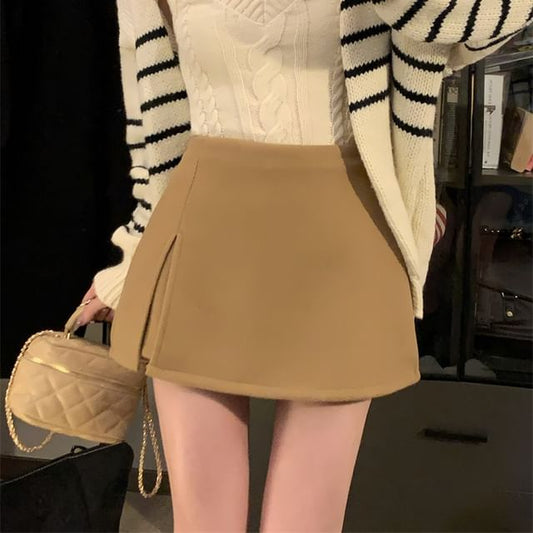 Solid Mini A-Line Skirt High Rise