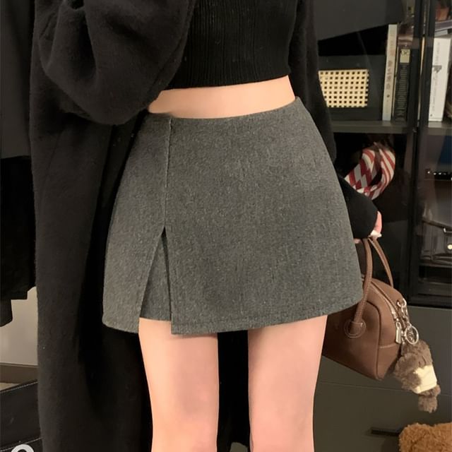 Solid Mini A-Line Skirt High Rise
