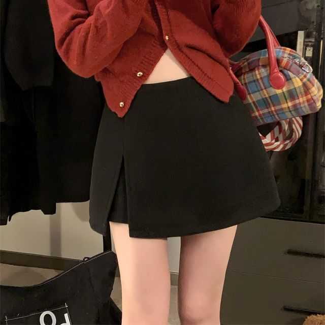Solid Mini A-Line Skirt High Rise