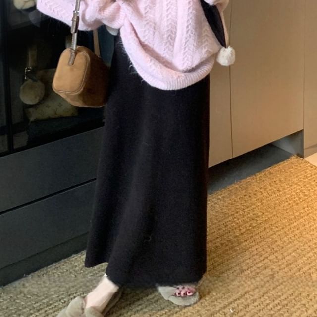 Crewneck Sweater with Maxi Skirt and Shawl Set