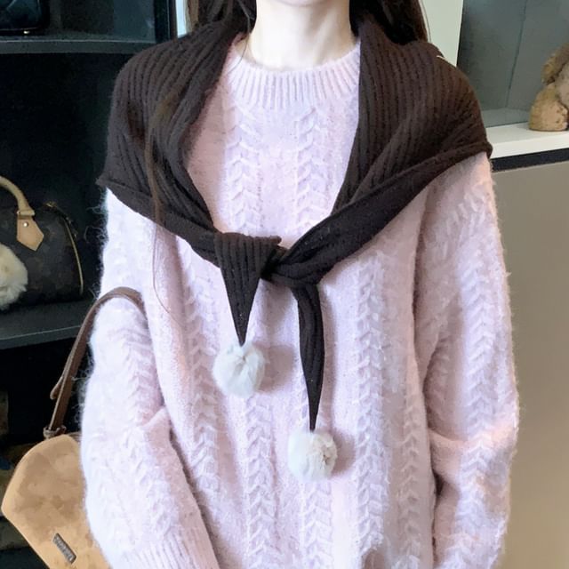 Crewneck Sweater with Maxi Skirt and Shawl Set