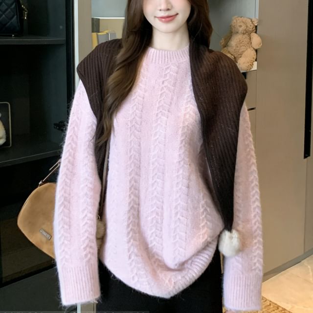 Crewneck Sweater with Maxi Skirt and Shawl Set