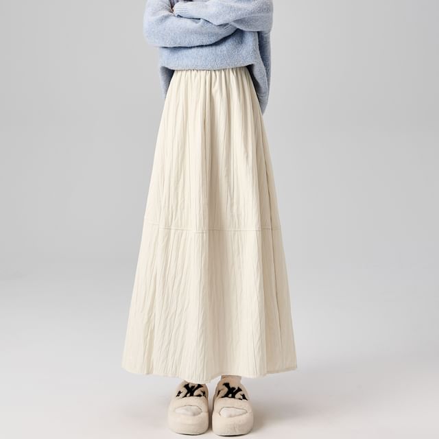 Quilted Maxi A-Line Skirt High Waist