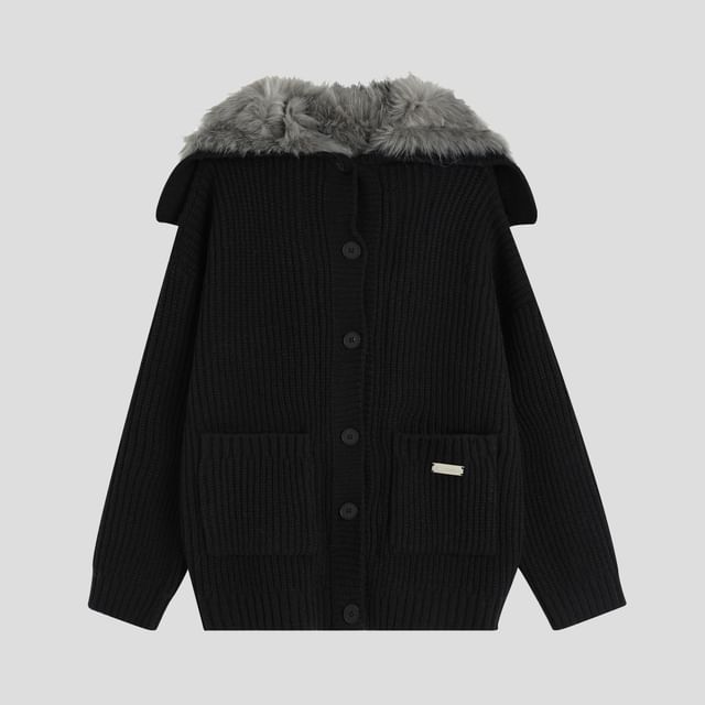 Unisex Furry-Lined Overfit Knit Cardigan