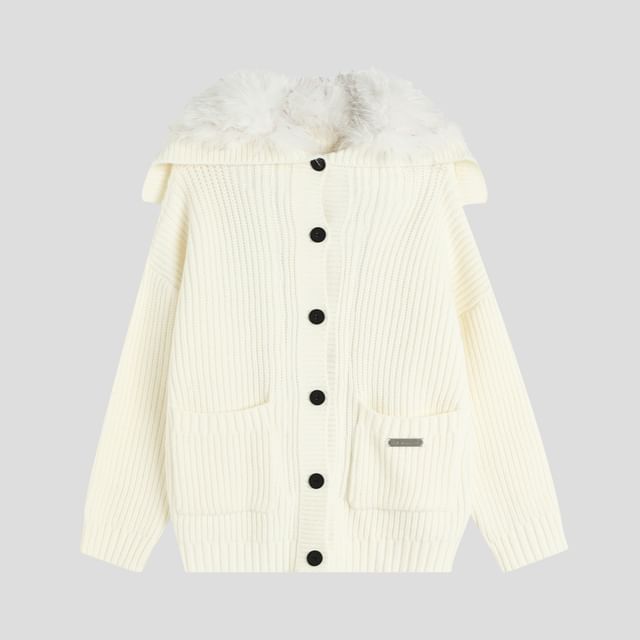 Unisex Furry-Lined Overfit Knit Cardigan